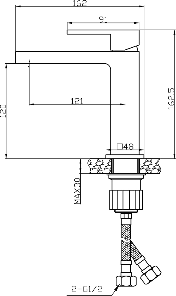 Смеситель для раковины STWORKI Нюборг NU-01b черный