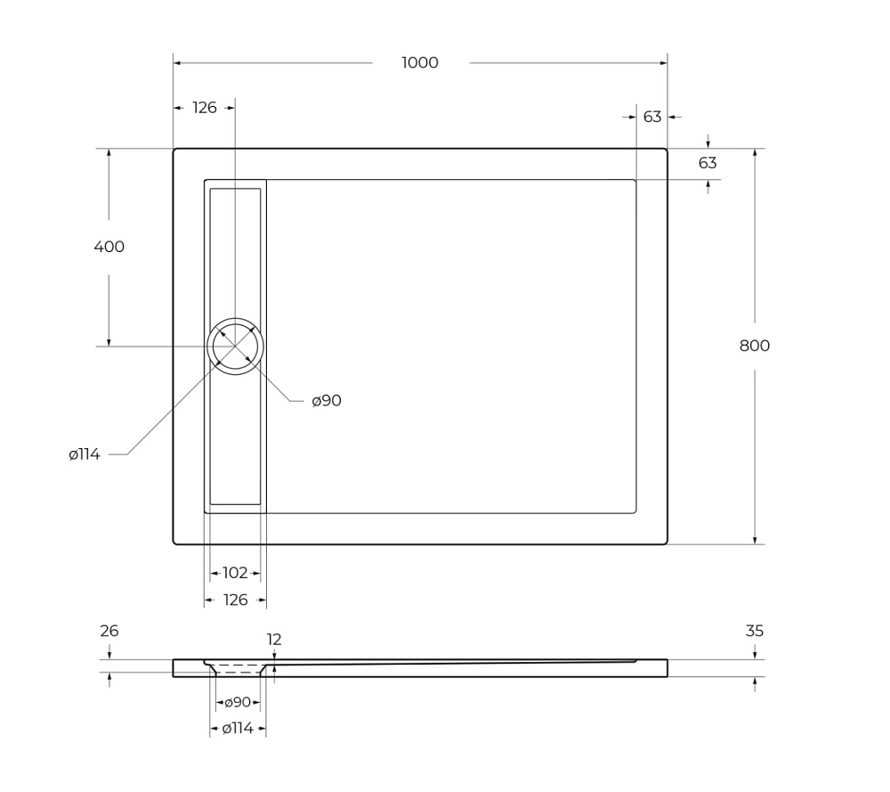 Акриловый поддон BelBagno TRAY-BB-DUE-A-100-4-W0 белый