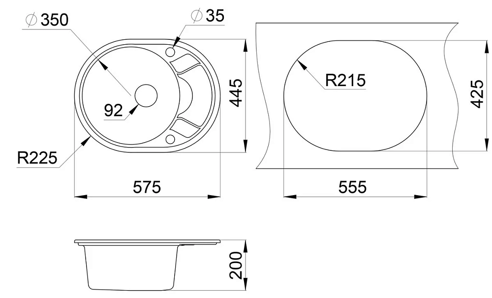 Кухонная мойка Granula GR-5802 5802, Алюминиум серый