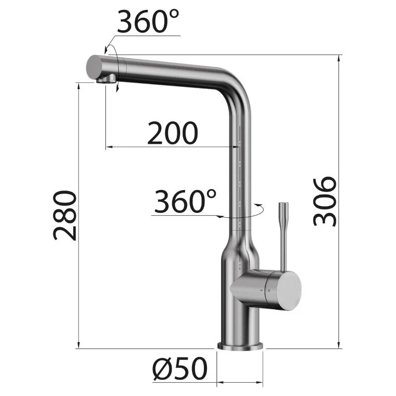 Смеситель для кухни Elghansa Stainless Steel 56A2026-Steel серый