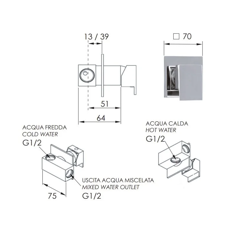 Смеситель для душа Remer Qubika Q63 хром