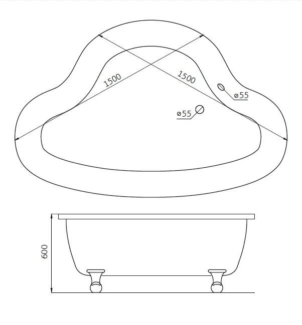 Акриловая ванна BelBagno 170х80 BB07/BB04-SUP/BB-LEG-LION-CRM белый