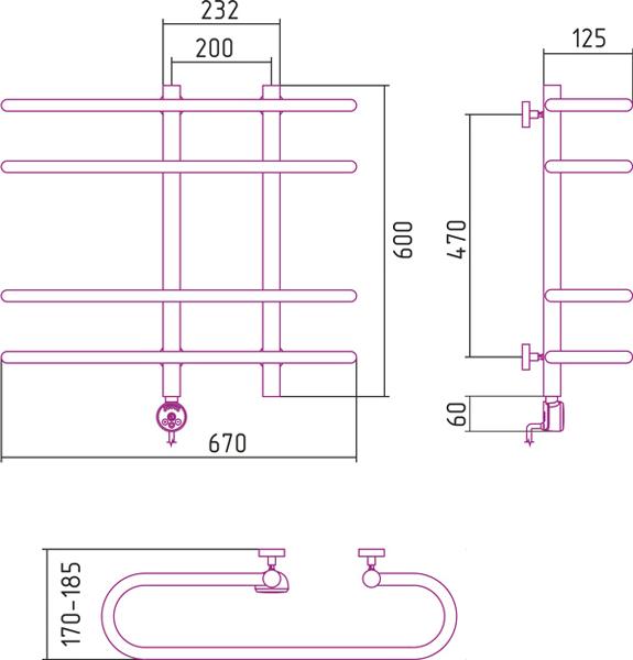 Полотенцесушитель электрический Сунержа Фурор 60x70 L