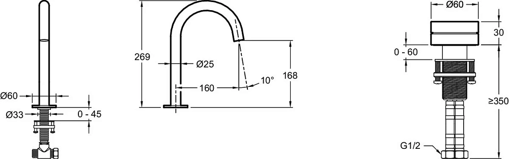 Смеситель для раковины Jacob Delafon Grands Boulevards E25387-2MB/E77963-8A-2MB желтый