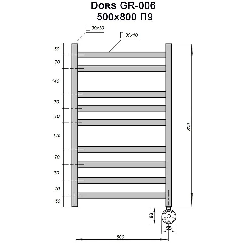 Полотенцесушитель электрический Grois Dors ca-00005467 белый