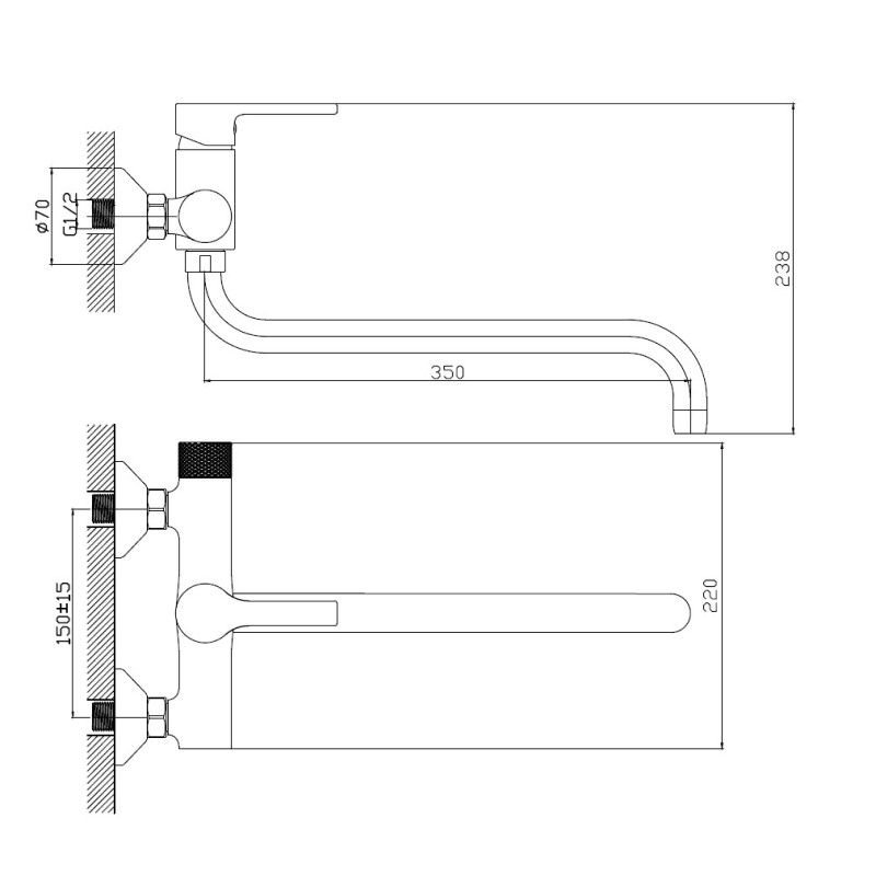 Смеситель для ванны Haiba HB22652-7 черный