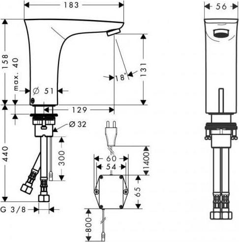 Электронный смеситель для раковины Hansgrohe PuraVida 15171400, белый хром