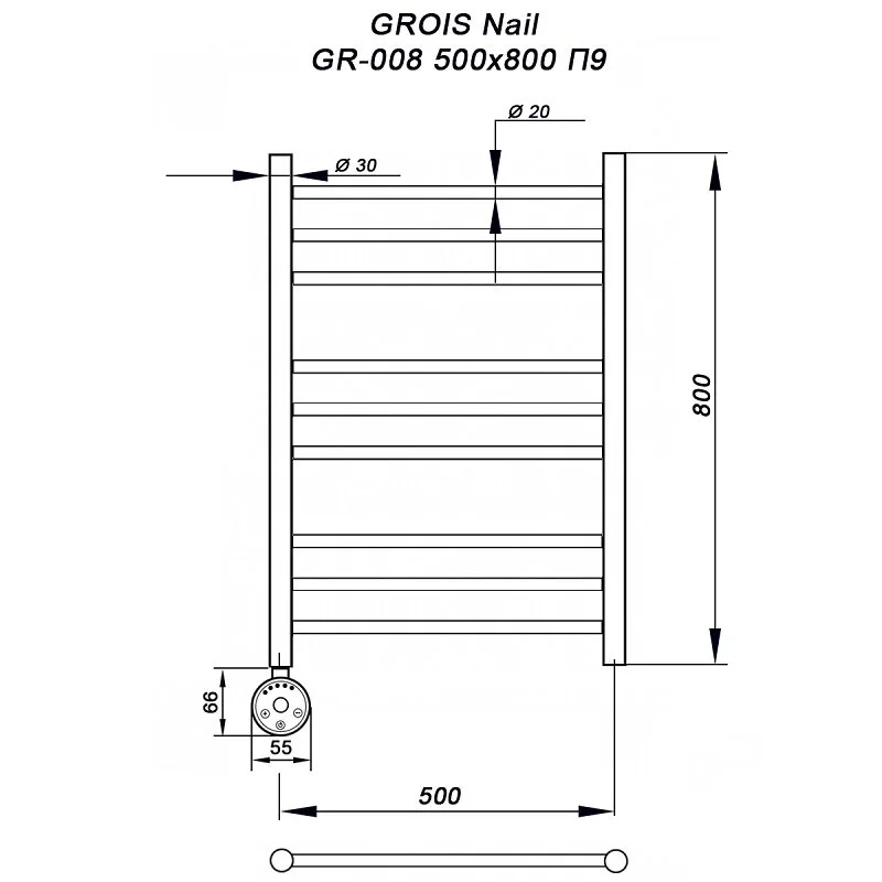 Полотенцесушитель электрический Grois Nail ca-00005363 черный