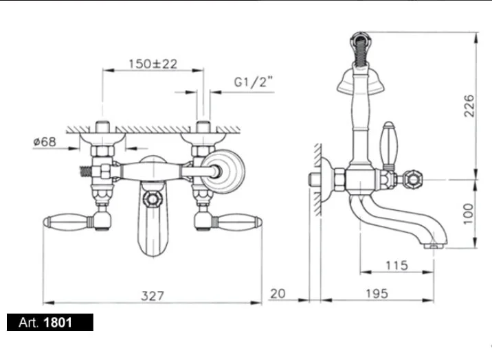 Смеситель для ванны с душем Nicolazzi Monterosa 1801BZ32 бронза