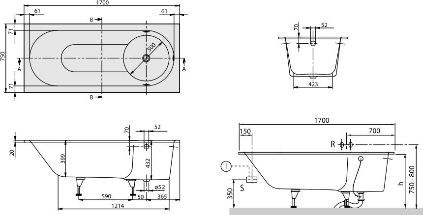 Акриловая ванна Villeroy & Boch Libra alpin 170х75 UBQ170LIB2V-01