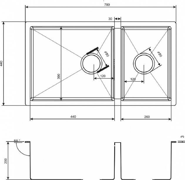 Кухонная мойка Zorg Inox X X-78-2-44, сталь