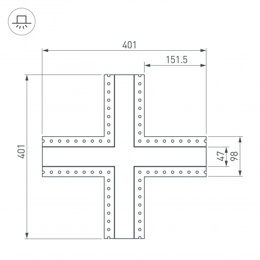 Коннектор X-образный Arlight SL-Linia45-Fantom 030109