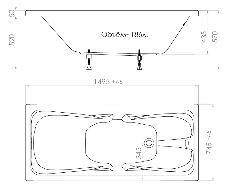 Акриловая ванна Triton Стандарт Н0000099506 белый