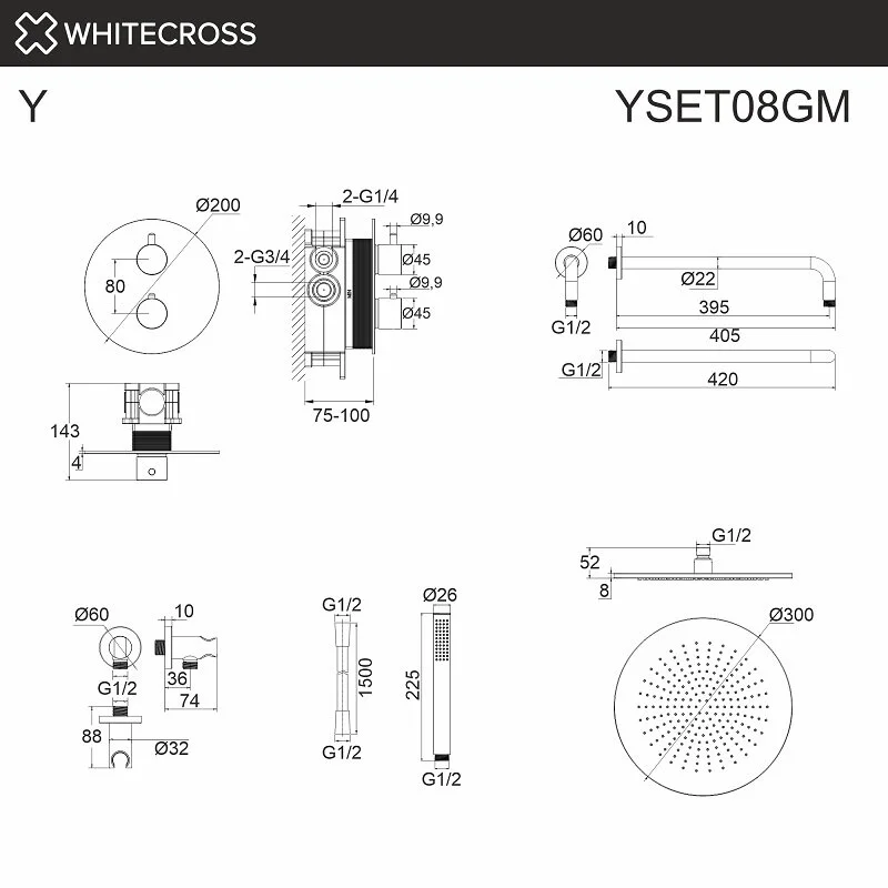 Душевая система Whitecross Y Brushed Nickel YSET08NIB серый