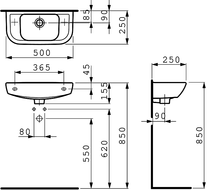 Раковина Laufen Pro 8.1695.7.000.106.1 R