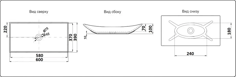 Раковина накладная CeramaLux Серия N N 78123А белый