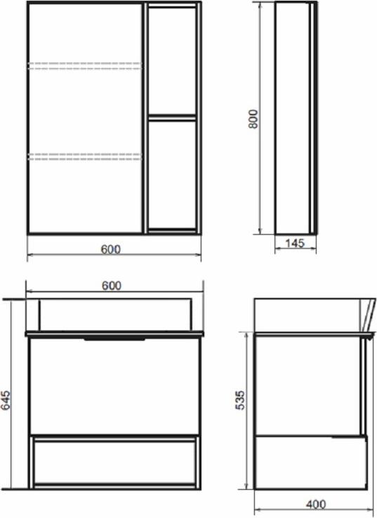 Тумба с раковиной Comforty Штутгарт 60 00004151039, дуб тёмно-коричневый