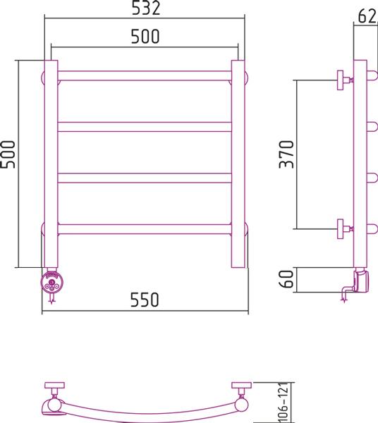 Полотенцесушитель электрический Сунержа Галант 50x50 L