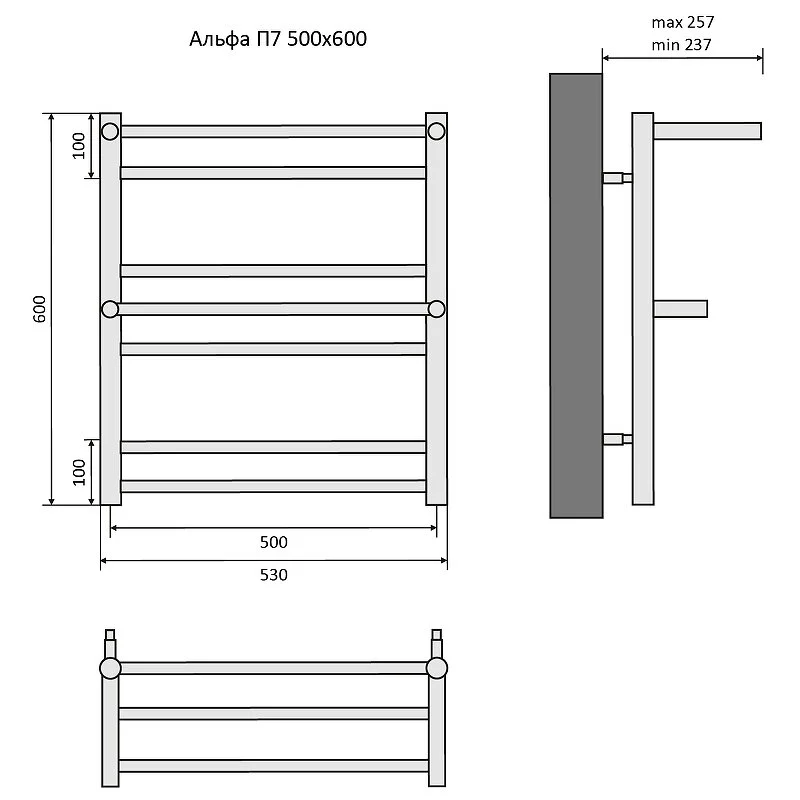 Полотенцесушитель водяной Акватек Альфа AQ RRP0760CH хром