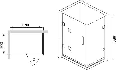 Душевой уголок RGW Hotel HO-44 900x1200x1950 профиль хром, стекло чистое
