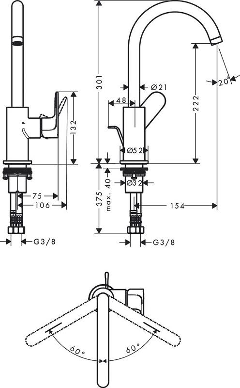 Смеситель для раковины Hansgrohe Rebris S 72536000, хром