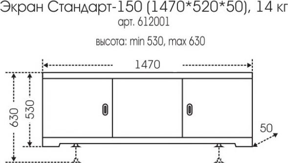 Экран для ванны СаНта 150 см 612001