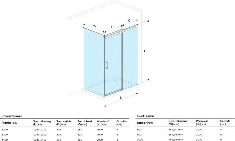 Боковая стенка Excellent Rols 100x200см KAEX.2606.1000.LP стекло прозрачное/хром