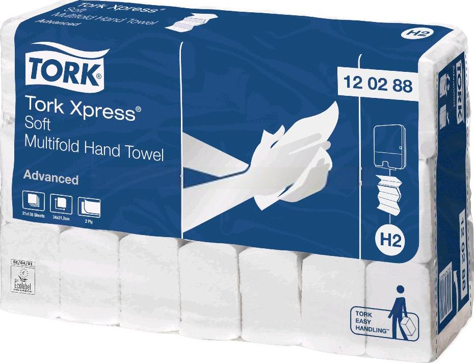 Бумажные полотенца Tork Xpress 120288 H2 мягкие (Блок: 21 уп. по 136 шт.)