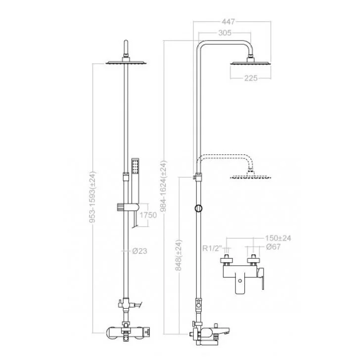 Душевая система Ramon Soler Rs-Q 9355RPK225 хром