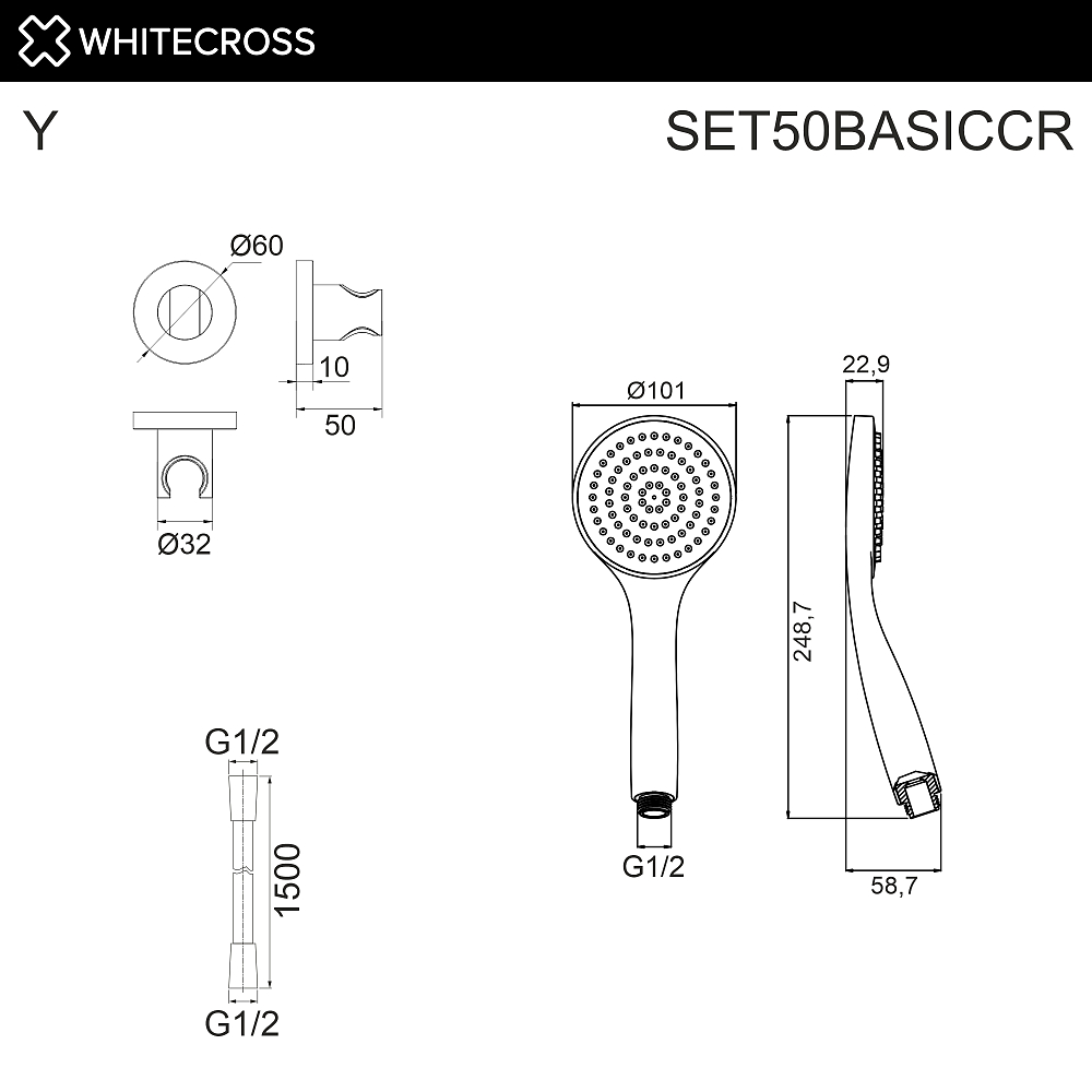 Душевой гарнитур Whitecross SET50BASICCR хром