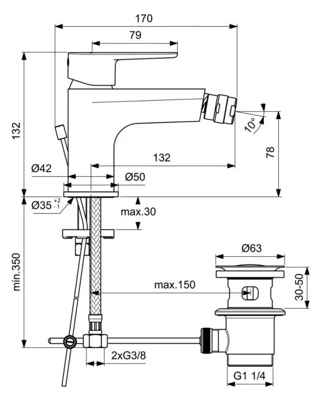 Смеситель для биде Ideal Standard Cerafine BC705AA хром