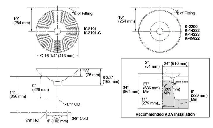 Раковина накладная Kohler Empress Bouquet K-14223-SMC-0 белый