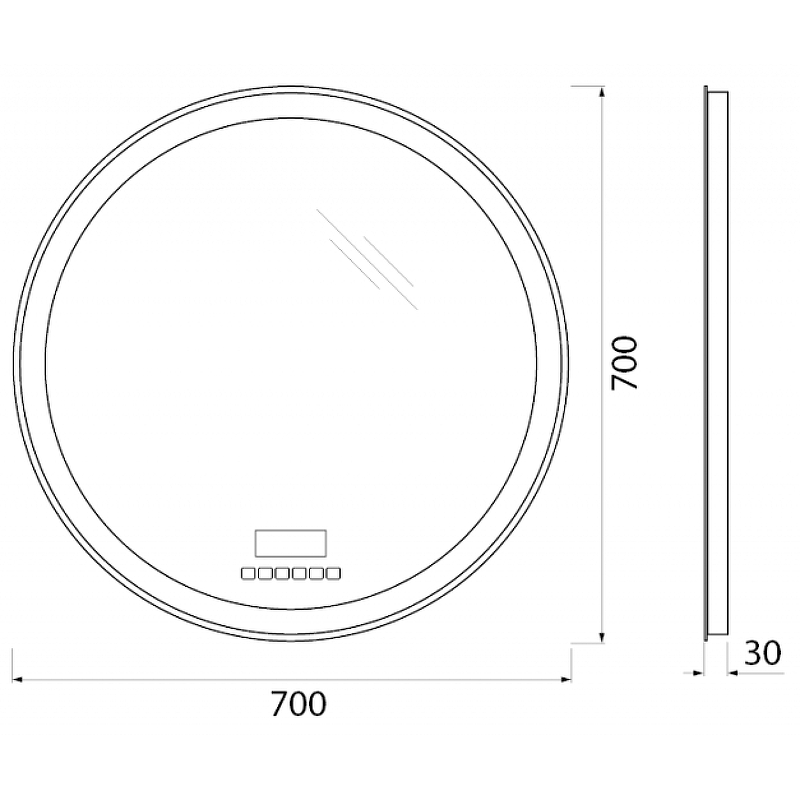 Зеркало BelBagno SPC-RNG-700-LED-TCH-RAD 70 см, с подсветкой и сенсорным выключателем