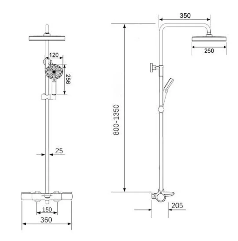 Душевая система Oulin OL-HT-2318 медь, черный