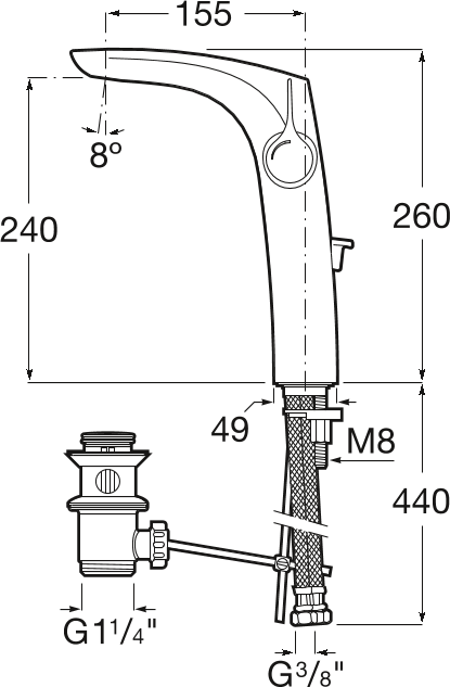 Смеситель для раковины Roca Insignia 5A343AC00