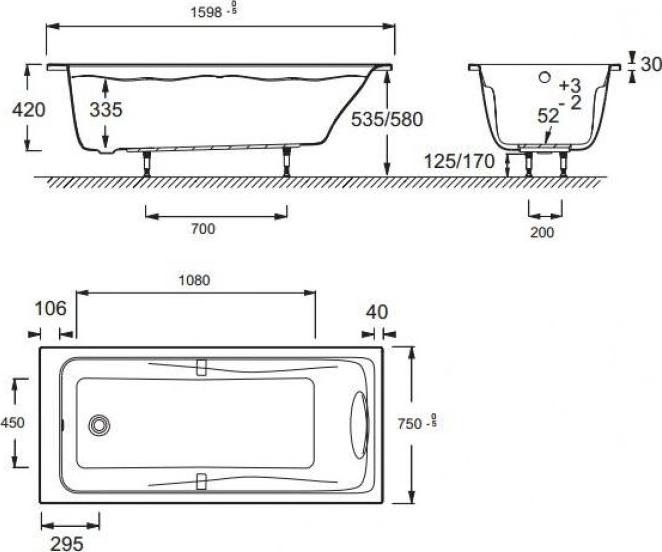 Акриловая ванна Jacob Delafon Odeon Up 160х75 E6D025-00