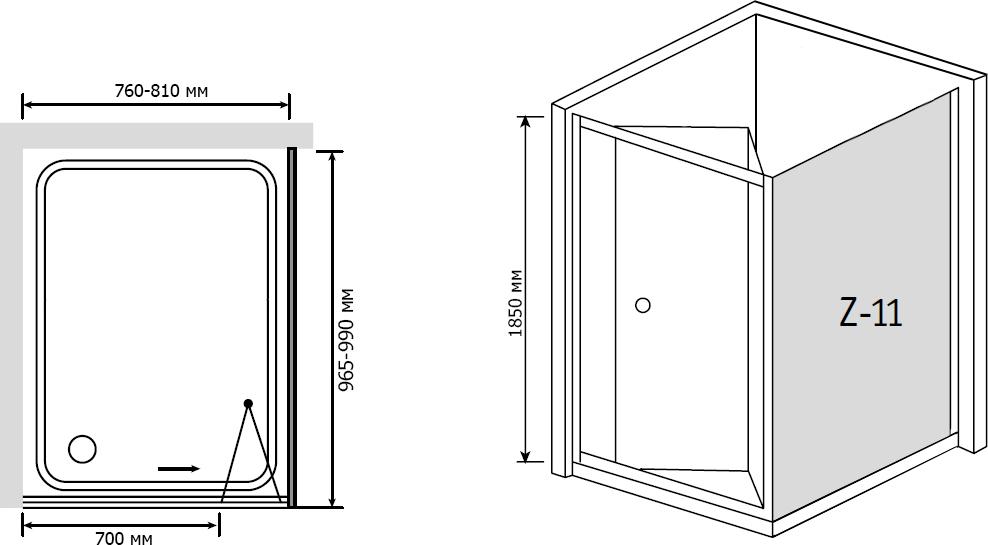 Душевой уголок RGW Classic CL-41 (760-810)x1000x1850, стекло чистое