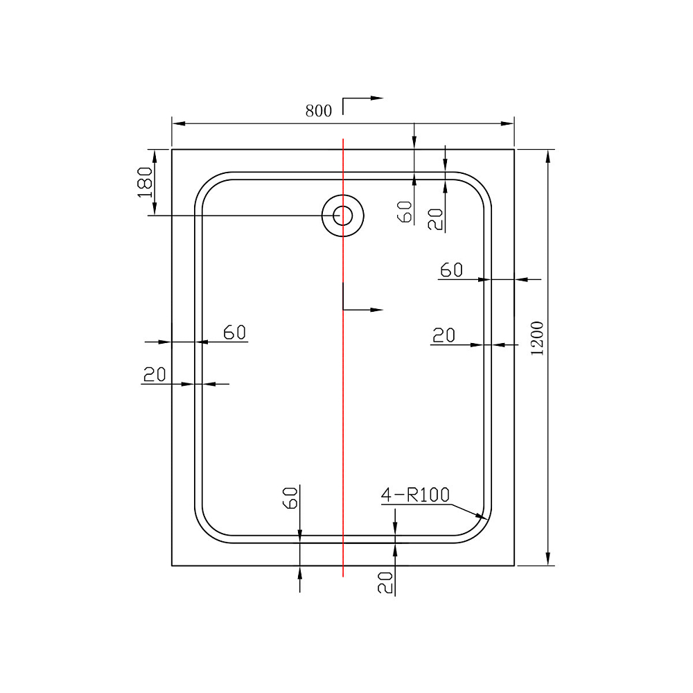 Душевой поддон Vincea VST-2AR-8012 120x80, белый