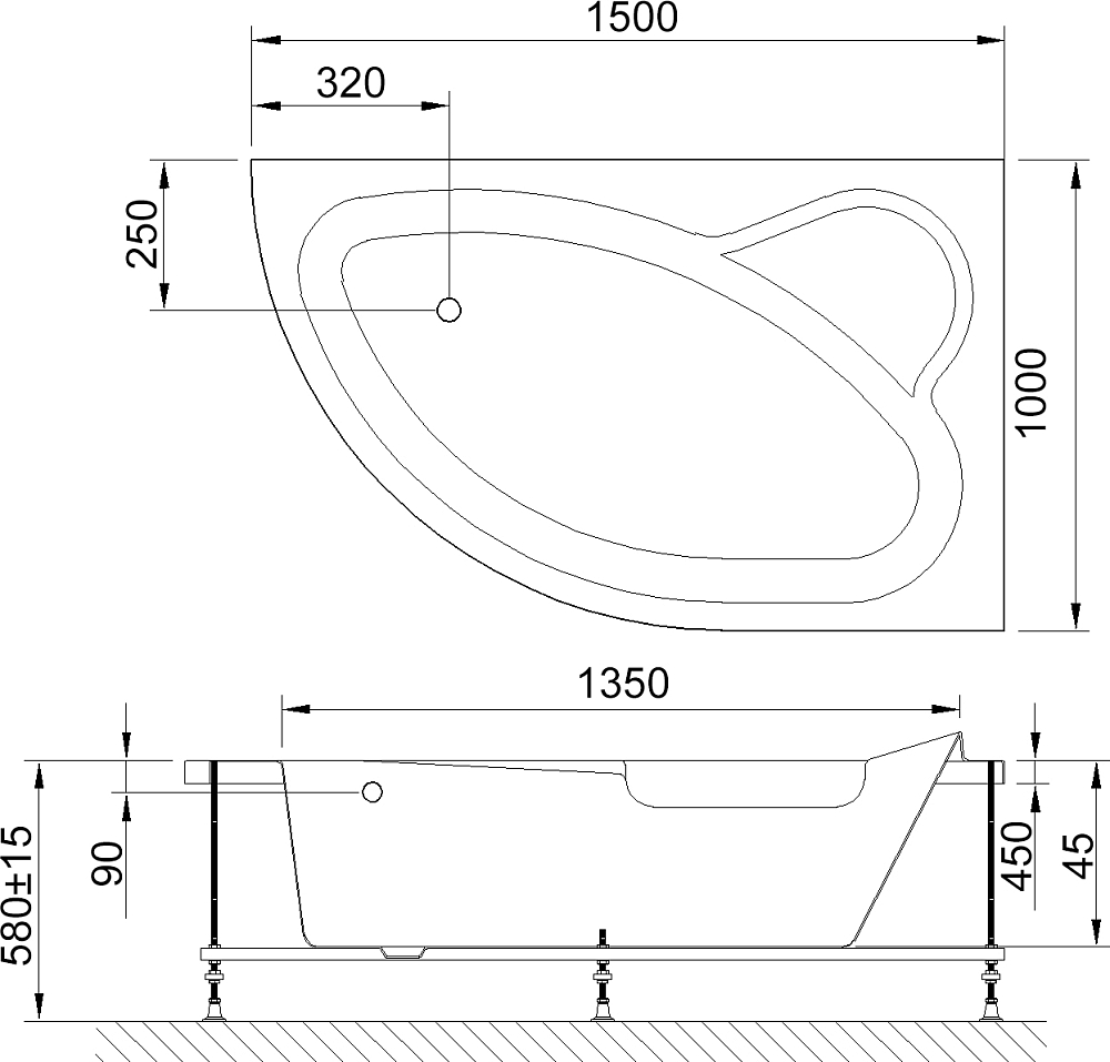 Акриловая ванна Royal Bath Alpine 150 см RB 819100 R