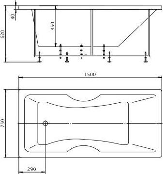 Акриловая ванна Aquatek Феникс 150x75 см FEN150-0000029, белый