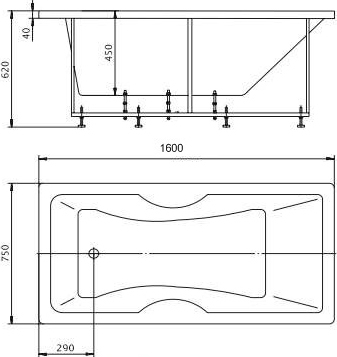 Акриловая ванна Aquatek Феникс 160x75 см FEN160-0000022, белый