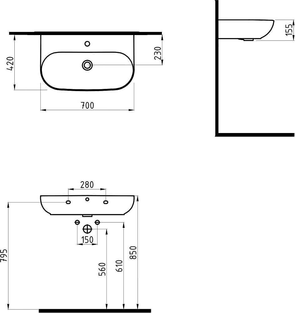 Раковина Bien Vokha MDLS07001FD1B9000 70 см