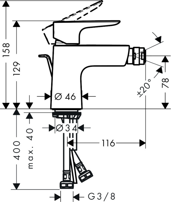 Смеситель для биде Hansgrohe Talis E 71720670, чёрный матовый