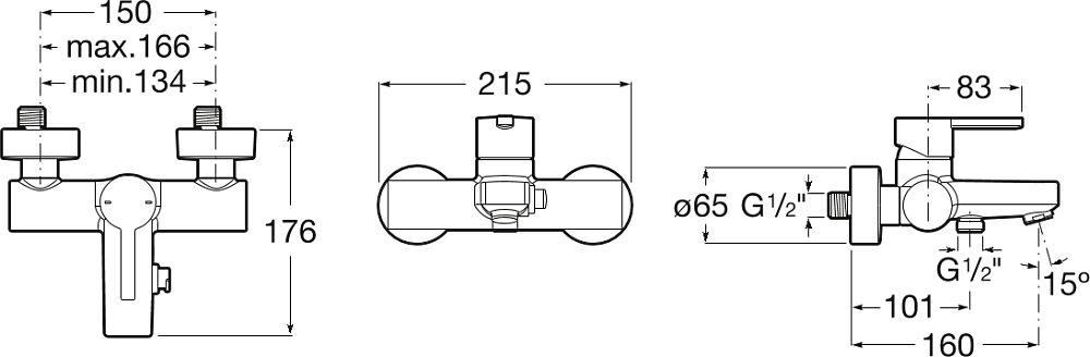 Смеситель для ванны Roca Naia 5A0296CN0, чёрный