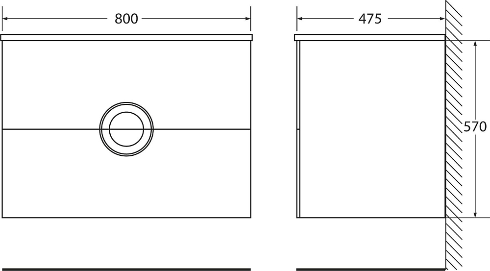 Тумба для комплекта BelBagno ONDA-800-2C-SO-BL bianco lucido