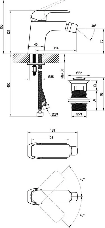 Смеситель для биде Ravak Flat X070178 черный