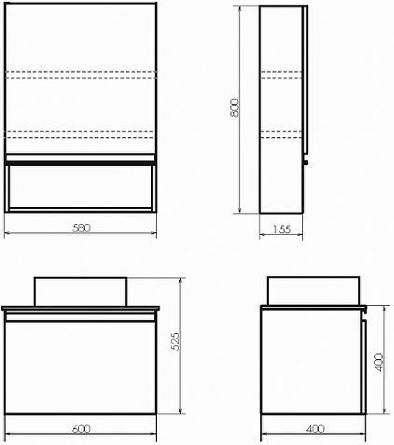 Тумба с раковиной Comforty Эдинбург 60 00-00002782, бетон светлый