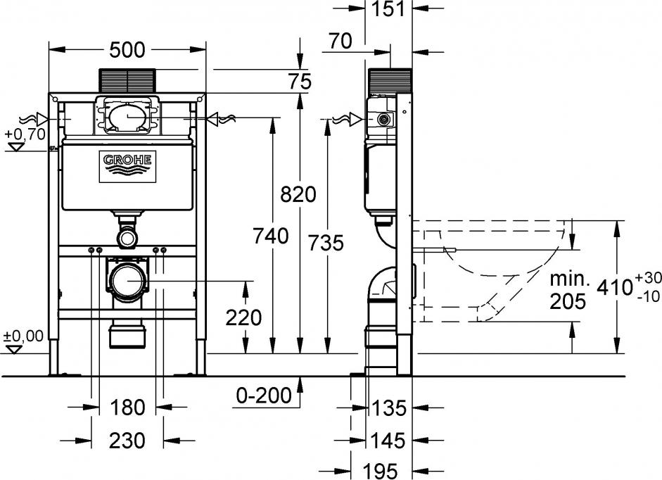 Система инсталляции для унитазов Grohe Rapid SL 38587000 усиленная