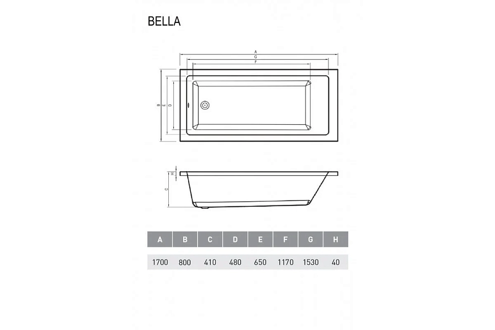 Акриловая ванна Relisan Bella Гл000026031 белый