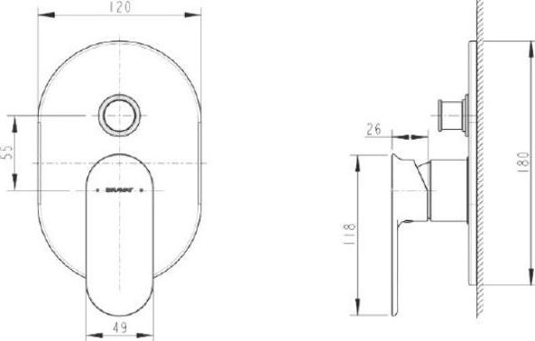 Смеситель встраиваемый Bravat Gina PB865104CP-2-ENG